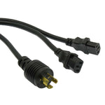 6Ft 14AWG NEMA L5-15P to 2x C13 Locking Power Cord Splitter