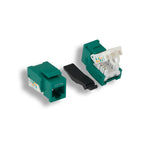 Cat5e RJ45 UTP Tool Less Keystone Jack Green 50-Micron UL Listed