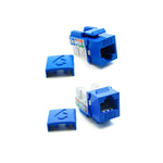 Cat6A 10G Rated RJ45 UTP Keystone Jack Blue 50-Micron UL Listed