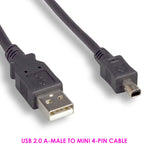 6Ft USB 2.0 Type A to Mini 4-Pin USB Cable Black